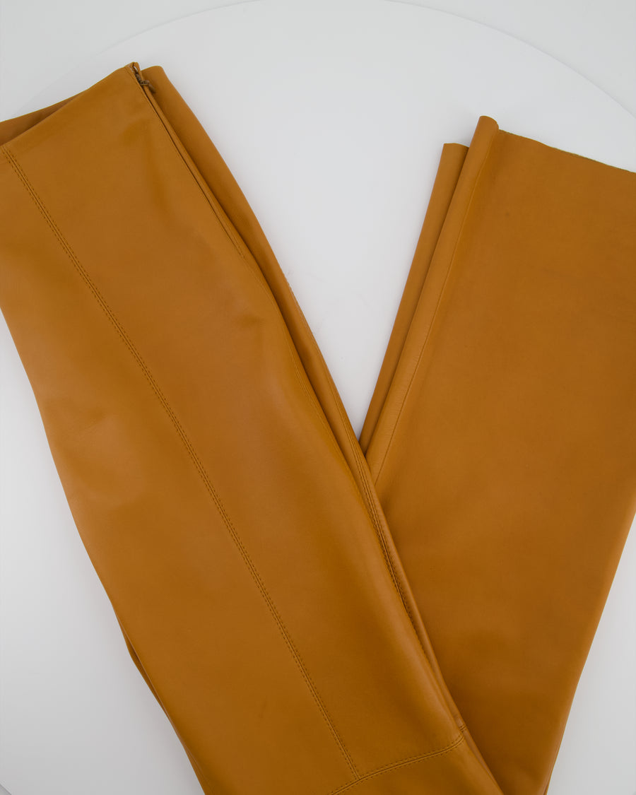 Loewe Brown Tan High-Rise Straight Leg Leather Trousers Size FR 38 (UK 10)