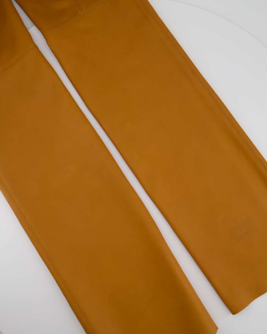 Loewe Brown Tan High-Rise Straight Leg Leather Trousers Size FR 38 (UK 10)