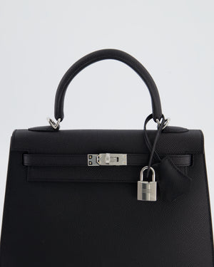 *RARE* Hermès Kelly 25 Sellier Bag in Noir Epsom Leather with Palladium Hardware