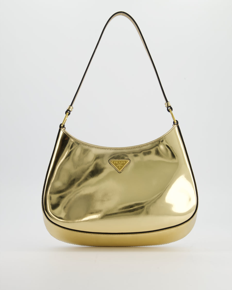 Prada Metallic Gold Cleo Bag in Brushed Calfskin Leather with Gold Hardware RRP £2400