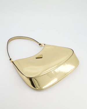 Prada Metallic Gold Cleo Bag in Brushed Calfskin Leather with Gold Hardware RRP £2400