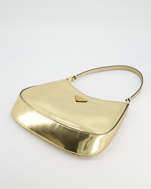 Prada Metallic Gold Cleo Bag in Brushed Calfskin Leather with Gold Hardware RRP £2400
