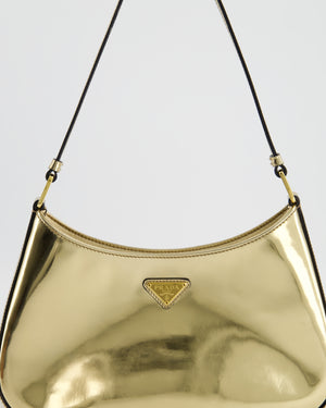 Prada Metallic Gold Cleo Bag in Brushed Calfskin Leather with Gold Hardware RRP £2400