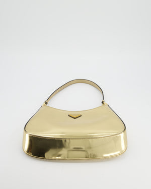 Prada Metallic Gold Cleo Bag in Brushed Calfskin Leather with Gold Hardware RRP £2400