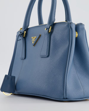 Prada Light Blue Small Galleria Bag in Saffiano Leather with Gold Hardware RRP £3,200