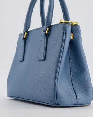 Prada Light Blue Small Galleria Bag in Saffiano Leather with Gold Hardware RRP £3,200