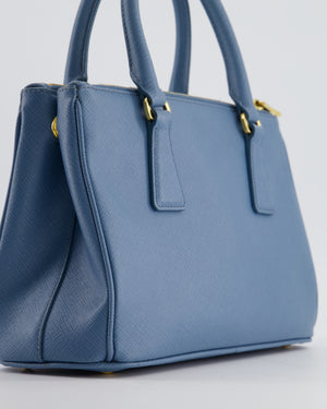 Prada Light Blue Small Galleria Bag in Saffiano Leather with Gold Hardware RRP £3,200