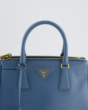 Prada Light Blue Small Galleria Bag in Saffiano Leather with Gold Hardware RRP £3,200