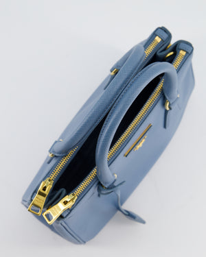 Prada Light Blue Small Galleria Bag in Saffiano Leather with Gold Hardware RRP £3,200