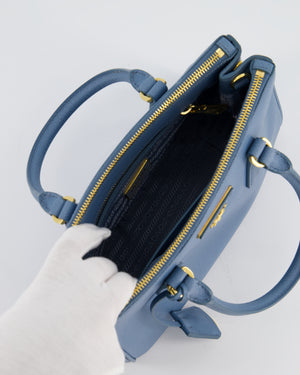 Prada Light Blue Small Galleria Bag in Saffiano Leather with Gold Hardware RRP £3,200