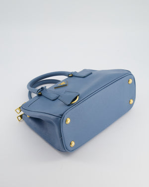 Prada Light Blue Small Galleria Bag in Saffiano Leather with Gold Hardware RRP £3,200