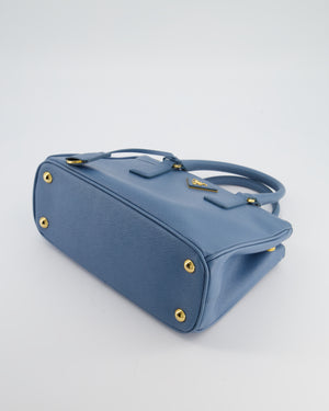 Prada Light Blue Small Galleria Bag in Saffiano Leather with Gold Hardware RRP £3,200