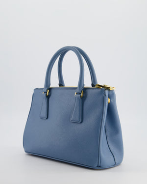 Prada Light Blue Small Galleria Bag in Saffiano Leather with Gold Hardware RRP £3,200