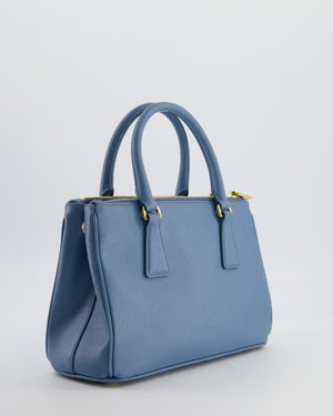 Prada Light Blue Small Galleria Bag in Saffiano Leather with Gold Hardware RRP £3,200