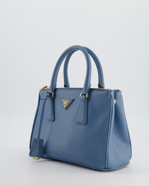 Prada Light Blue Small Galleria Bag in Saffiano Leather with Gold Hardware RRP £3,200