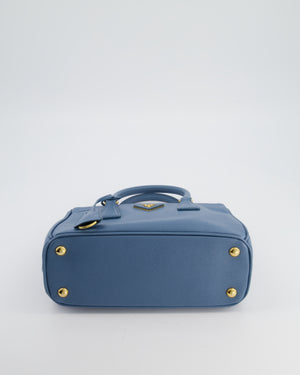 Prada Light Blue Small Galleria Bag in Saffiano Leather with Gold Hardware RRP £3,200