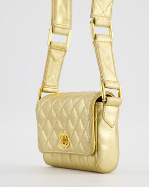 *RARE* Chanel Vintage Gold Metallic Lambskin Quilted Shoulder Bag with 24K Hardware