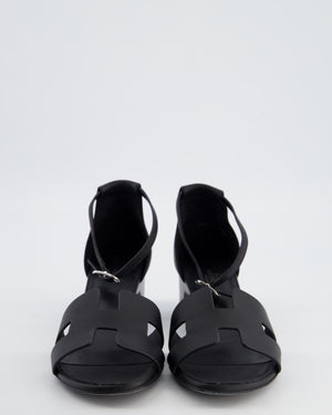 Hermès Encens 50 Heeled Sandals in Noir with Palladium Hardware Size EU 38