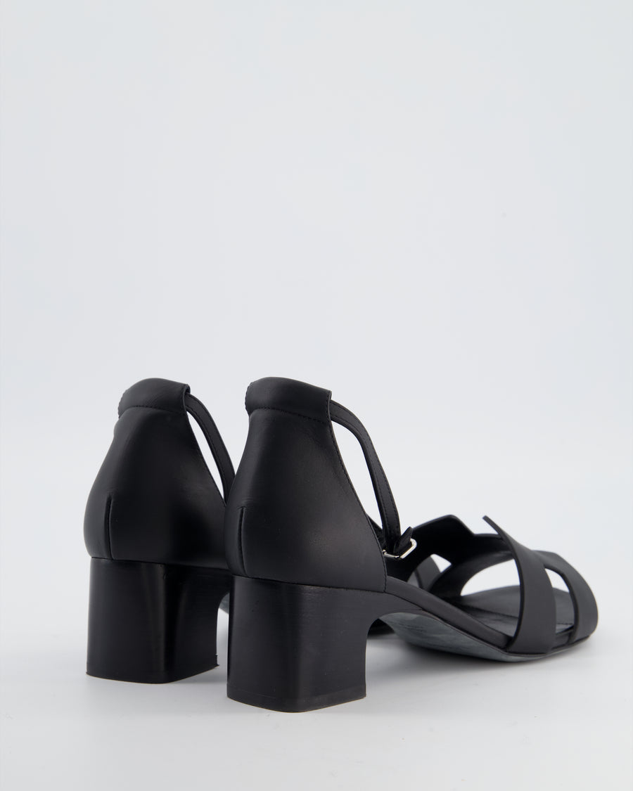 Hermès Encens 50 Heeled Sandals in Noir with Palladium Hardware Size EU 38