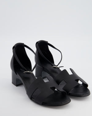Hermès Encens 50 Heeled Sandals in Noir with Palladium Hardware Size EU 38