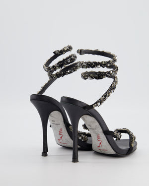 Rene Caovilla Black Cleo Heels with Embellished Ankle Strap Size EU 38