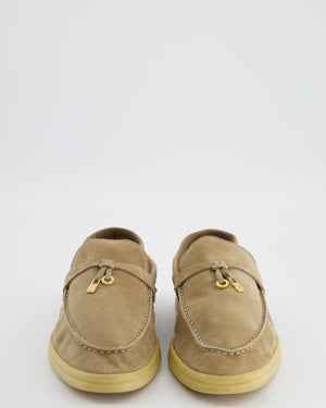 Loro Piana Beige Suede Summer Charms Walk Loafers Size EU 38