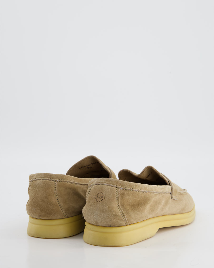Loro Piana Beige Suede Summer Charms Walk Loafers Size EU 38