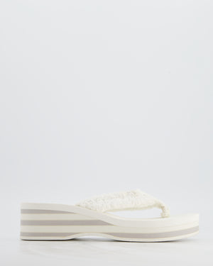 Chanel White Cotton Beach Sandals with White CC Logo Detail Size EU 38
