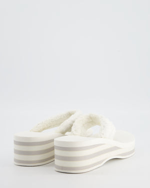 Chanel White Cotton Beach Sandals with White CC Logo Detail Size EU 38