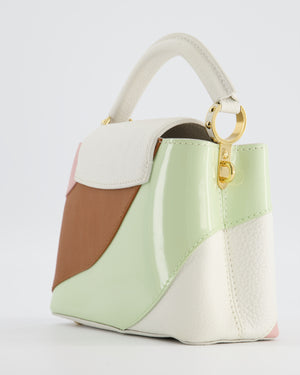 *LIMITED EDITION* Louis Vuitton Cappucine Neopolitan Mini Bag in White Calfskin Leather, Pink & Green PVC and Coral Interior with Gold Hardware