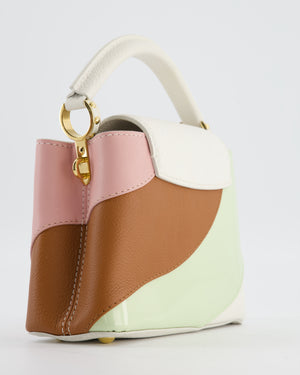 *LIMITED EDITION* Louis Vuitton Cappucine Neopolitan Mini Bag in White Calfskin Leather, Pink & Green PVC and Coral Interior with Gold Hardware