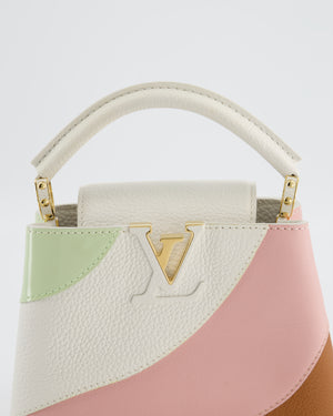 *LIMITED EDITION* Louis Vuitton Cappucine Neopolitan Mini Bag in White Calfskin Leather, Pink & Green PVC and Coral Interior with Gold Hardware