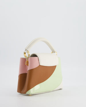 *LIMITED EDITION* Louis Vuitton Cappucine Neopolitan Mini Bag in White Calfskin Leather, Pink & Green PVC and Coral Interior with Gold Hardware