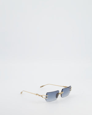 Chrome Hearts Sky Blue Square Gradient Sunglasses with Gold Detail