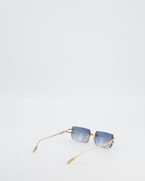 Chrome Hearts Sky Blue Square Gradient Sunglasses with Gold Detail