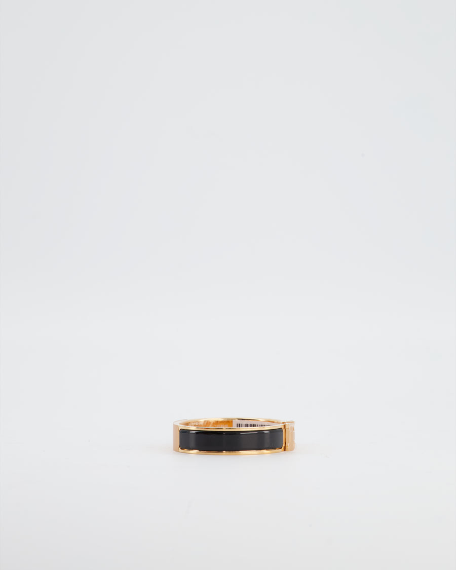 Hermès Clic H Noir Enamel Bracelet with Rose Gold Hardware Size PM RRP £590