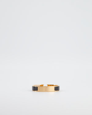 Hermès Clic H Noir Enamel Bracelet with Rose Gold Hardware Size PM RRP £590