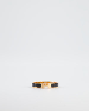 Hermès Clic H Noir Enamel Bracelet with Rose Gold Hardware Size PM RRP £590