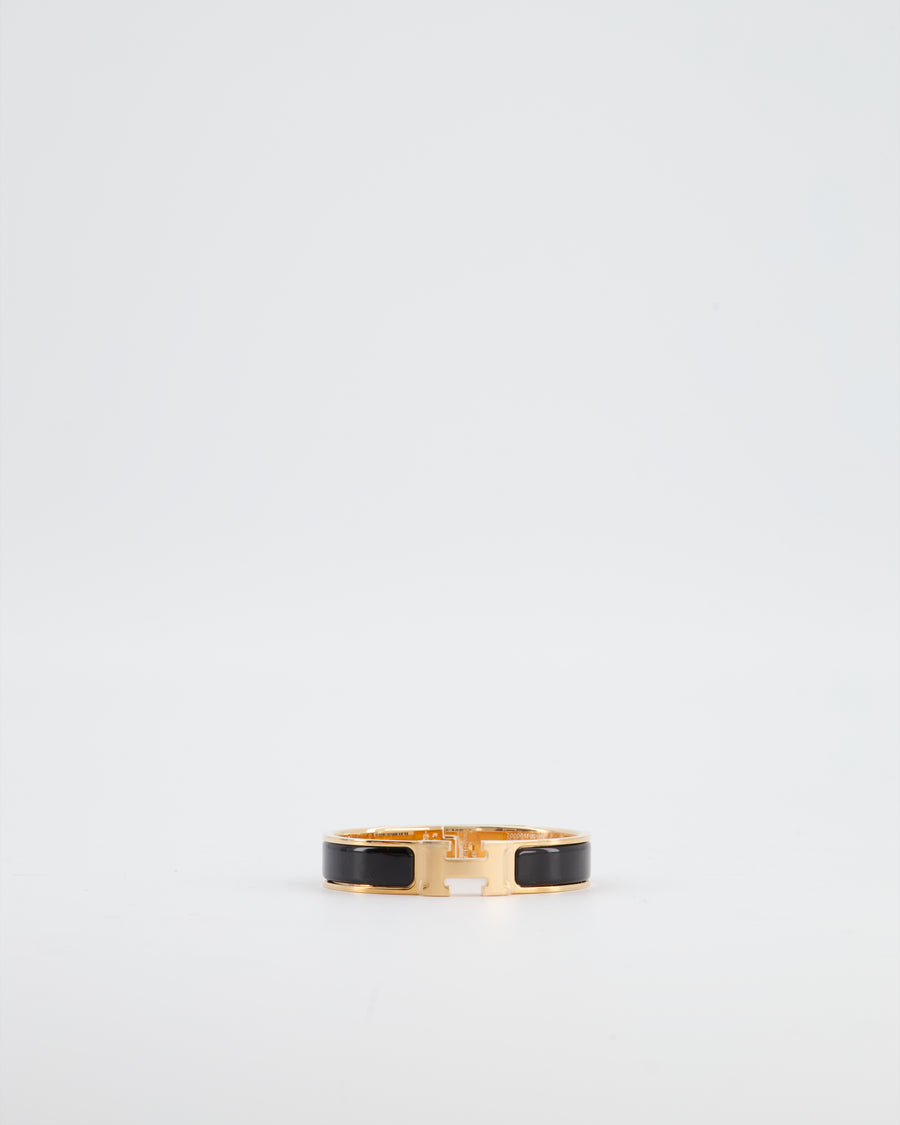 Hermès Clic H Noir Enamel Bracelet with Rose Gold Hardware Size PM RRP £590