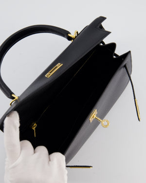 *SUPER RARE* Hermès Kelly 25 Sellier Bag in Noir Chèvre Chamkila Leather with Gold Hardware