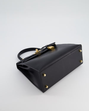 *SUPER RARE* Hermès Kelly 25 Sellier Bag in Noir Chèvre Chamkila Leather with Gold Hardware