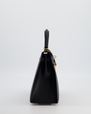 *SUPER RARE* Hermès Kelly 25 Sellier Bag in Noir Chèvre Chamkila Leather with Gold Hardware