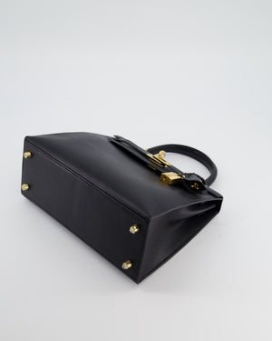 *SUPER RARE* Hermès Kelly 25 Sellier Bag in Noir Chèvre Chamkila Leather with Gold Hardware