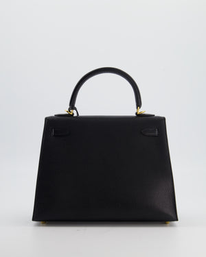 *SUPER RARE* Hermès Kelly 25 Sellier Bag in Noir Chèvre Chamkila Leather with Gold Hardware