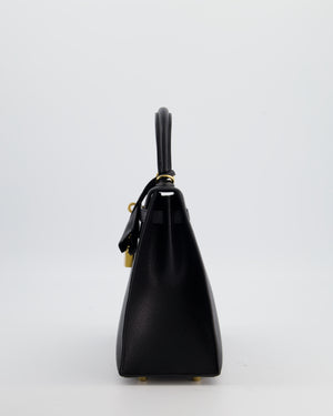 *SUPER RARE* Hermès Kelly 25 Sellier Bag in Noir Chèvre Chamkila Leather with Gold Hardware