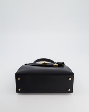 *SUPER RARE* Hermès Kelly 25 Sellier Bag in Noir Chèvre Chamkila Leather with Gold Hardware