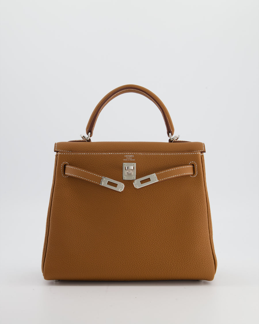 Hermès Kelly 25 Retourne Bag in Gold Togo Leather with Palladium Hardware
