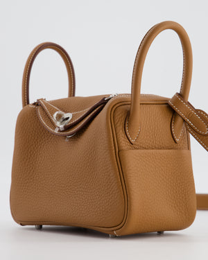 Hermès Mini Lindy Bag in Gold Clemence Leather with Palladium Hardware