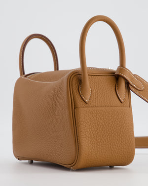 Hermès Mini Lindy Bag in Gold Clemence Leather with Palladium Hardware