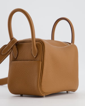 Hermès Mini Lindy Bag in Gold Clemence Leather with Palladium Hardware